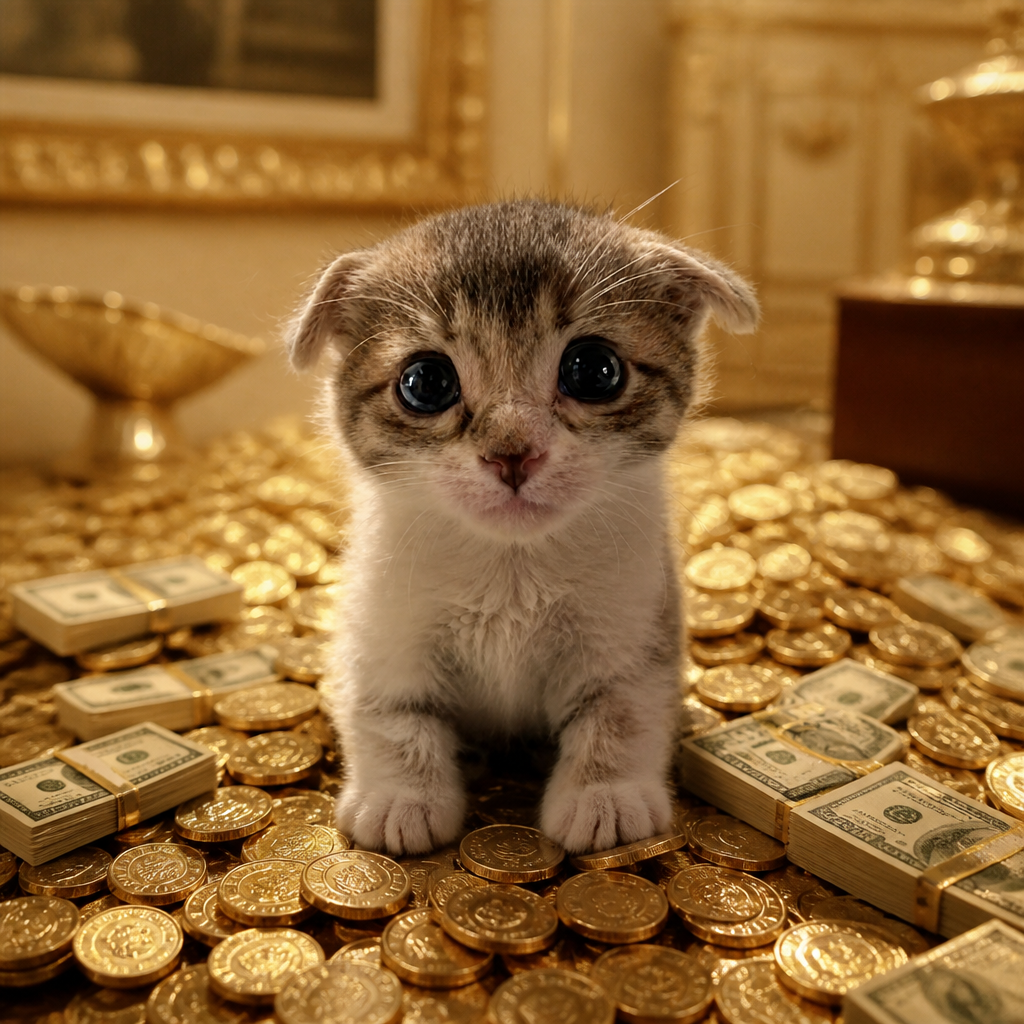TRILLY on a pile of gold